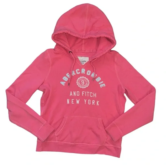 Abercrombie Fitch Tops Y2k Abercrombie Fitch Pink Embroidered Oversized Pullover Hoodie Sweatshirt Poshmark